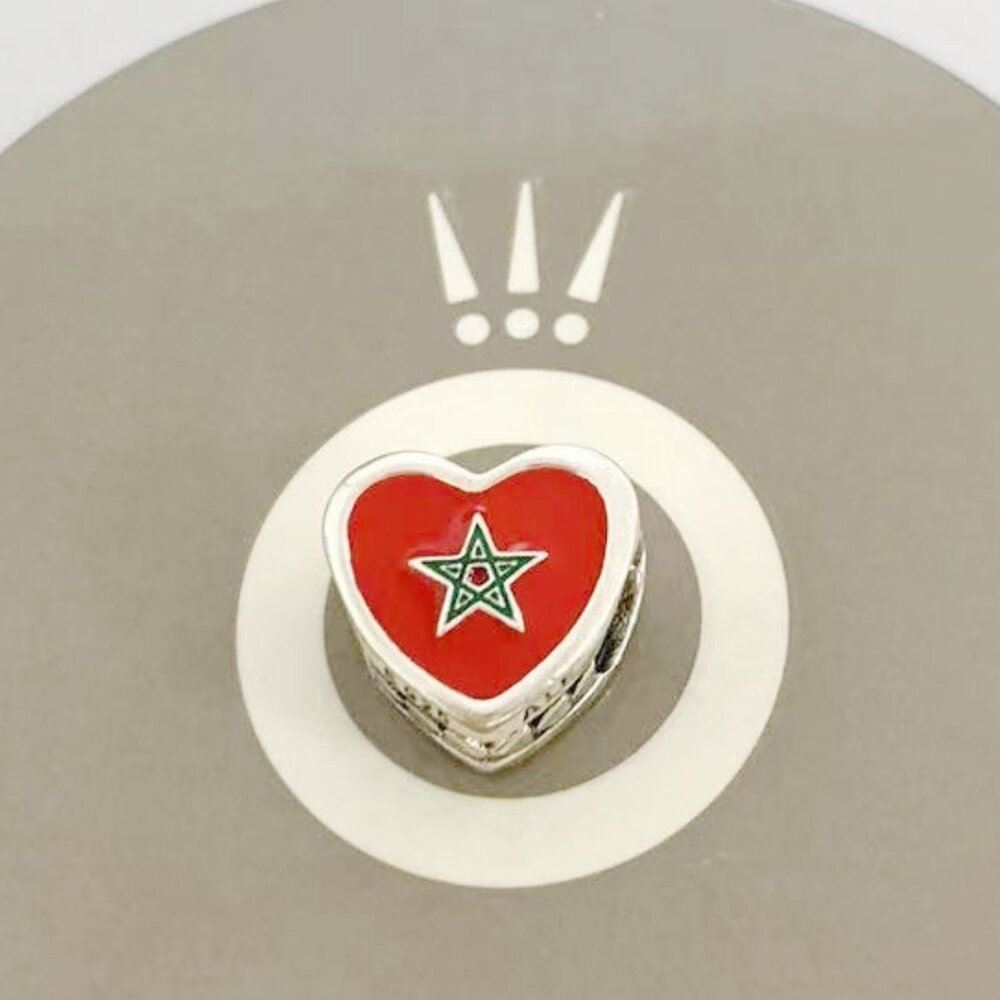 Pandora Morocco Flag Heart bead Charm Pendant